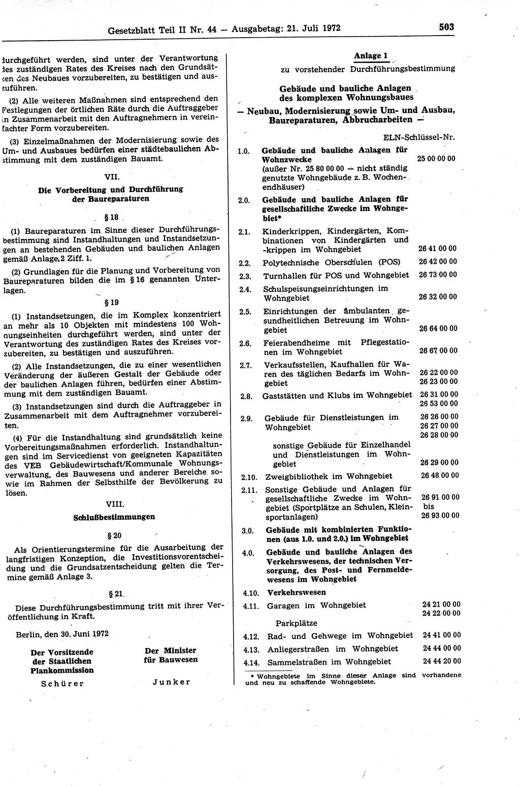 Gesetzblatt (GBl.) der Deutschen Demokratischen Republik (DDR) Teil ⅠⅠ 1972, Seite 503 (GBl. DDR ⅠⅠ 1972, S. 503)