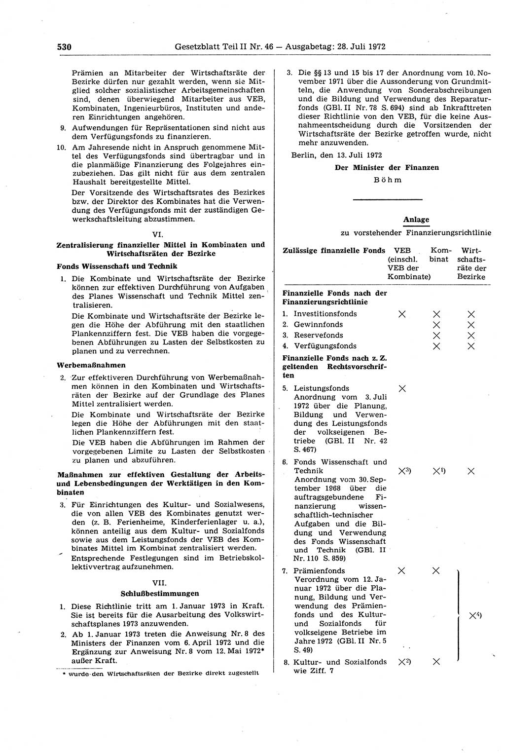 Gesetzblatt (GBl.) der Deutschen Demokratischen Republik (DDR) Teil ⅠⅠ 1972, Seite 530 (GBl. DDR ⅠⅠ 1972, S. 530)
