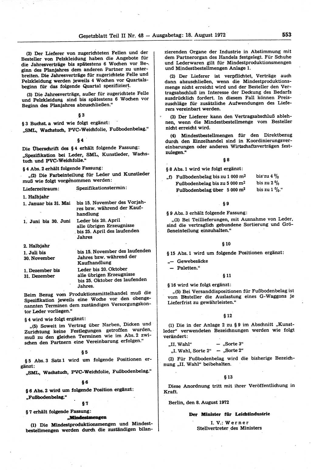Gesetzblatt (GBl.) der Deutschen Demokratischen Republik (DDR) Teil ⅠⅠ 1972, Seite 553 (GBl. DDR ⅠⅠ 1972, S. 553)