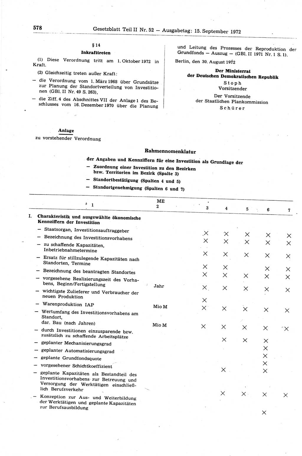 Gesetzblatt (GBl.) der Deutschen Demokratischen Republik (DDR) Teil ⅠⅠ 1972, Seite 578 (GBl. DDR ⅠⅠ 1972, S. 578)