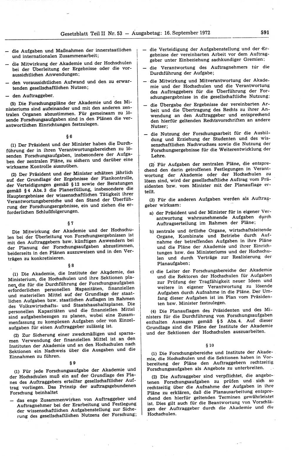 Gesetzblatt (GBl.) der Deutschen Demokratischen Republik (DDR) Teil ⅠⅠ 1972, Seite 591 (GBl. DDR ⅠⅠ 1972, S. 591)