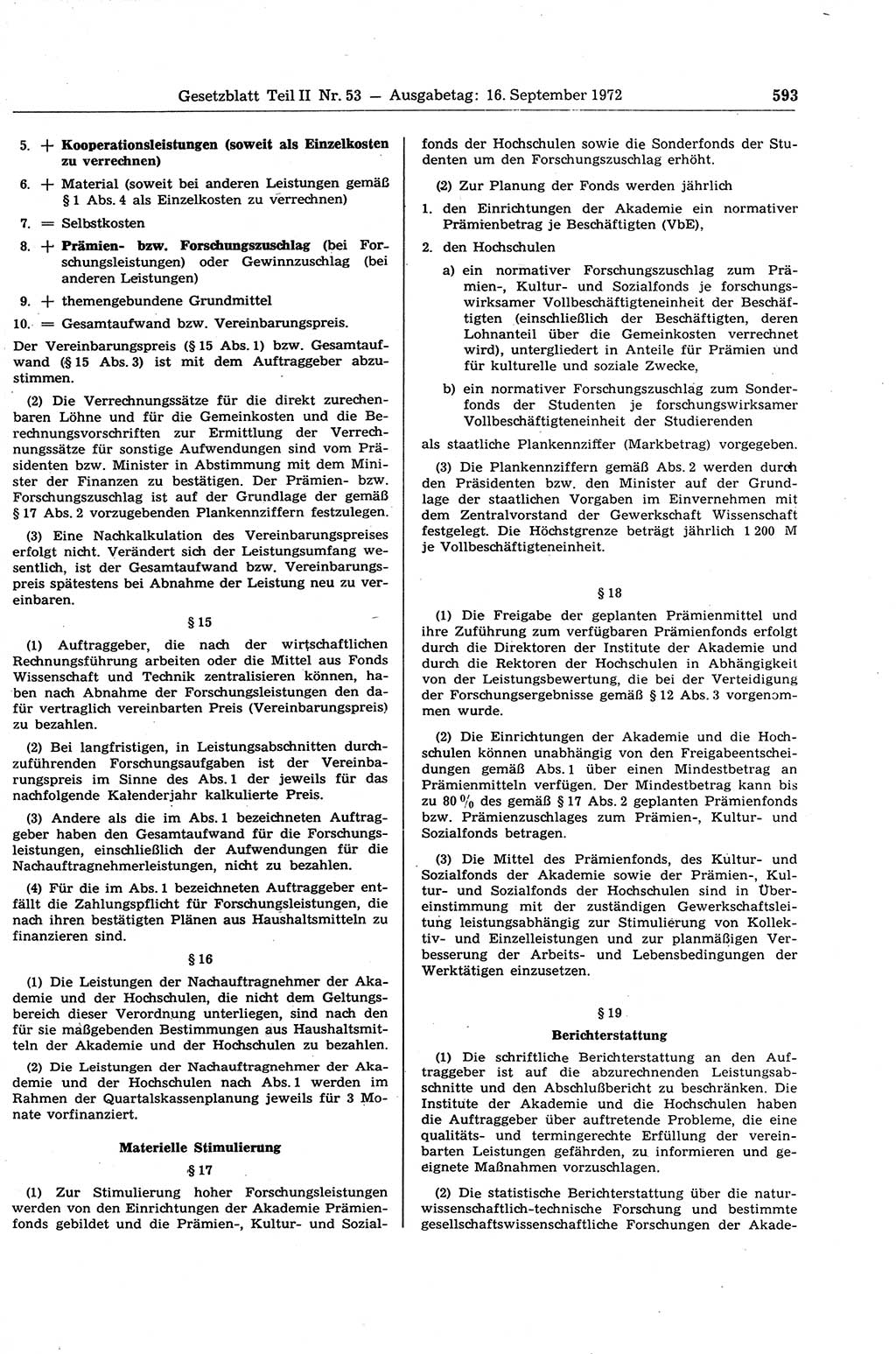 Gesetzblatt (GBl.) der Deutschen Demokratischen Republik (DDR) Teil ⅠⅠ 1972, Seite 593 (GBl. DDR ⅠⅠ 1972, S. 593)