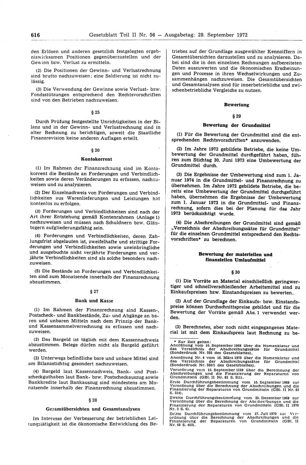 Gesetzblatt (GBl.) der Deutschen Demokratischen Republik (DDR) Teil ⅠⅠ 1972, Seite 616 (GBl. DDR ⅠⅠ 1972, S. 616)