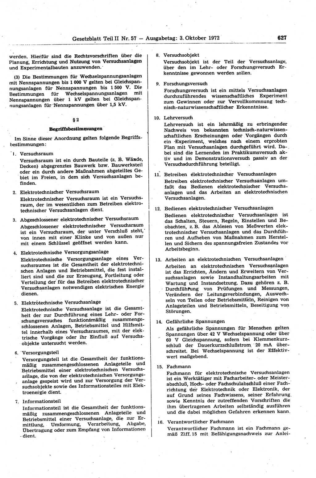 Gesetzblatt (GBl.) der Deutschen Demokratischen Republik (DDR) Teil ⅠⅠ 1972, Seite 627 (GBl. DDR ⅠⅠ 1972, S. 627)