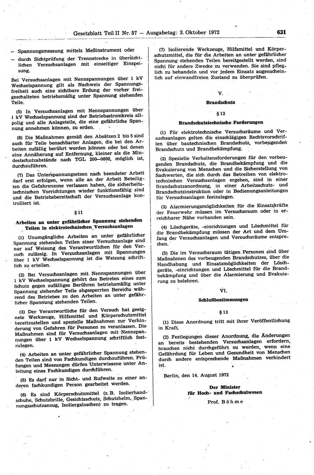 Gesetzblatt (GBl.) der Deutschen Demokratischen Republik (DDR) Teil ⅠⅠ 1972, Seite 631 (GBl. DDR ⅠⅠ 1972, S. 631)