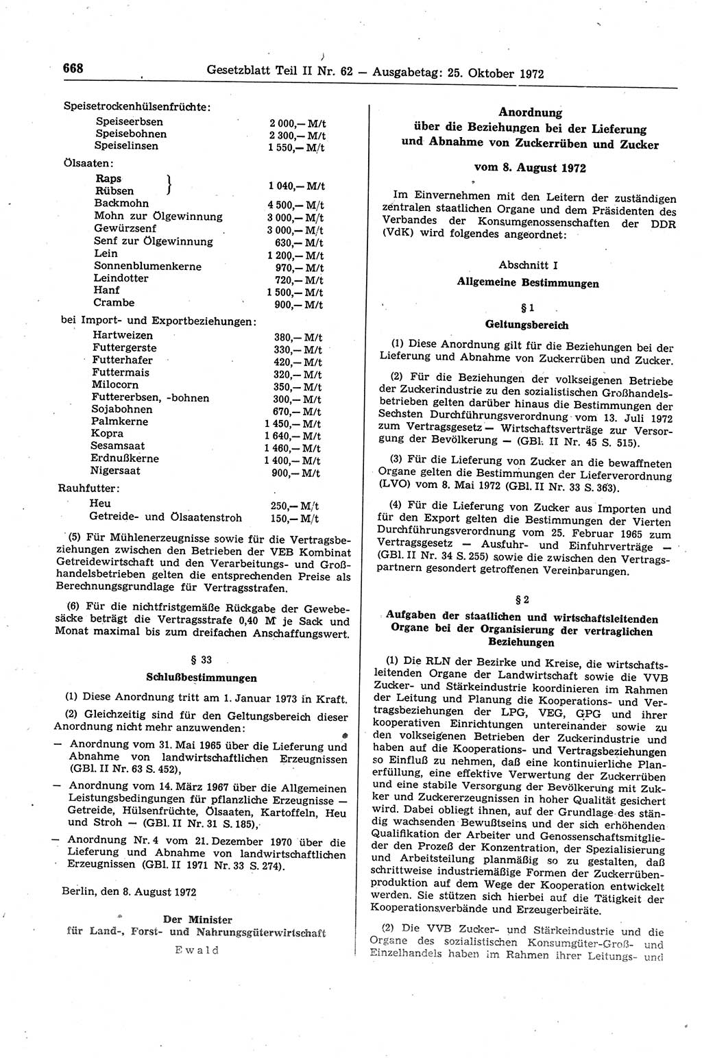 Gesetzblatt (GBl.) der Deutschen Demokratischen Republik (DDR) Teil ⅠⅠ 1972, Seite 668 (GBl. DDR ⅠⅠ 1972, S. 668)