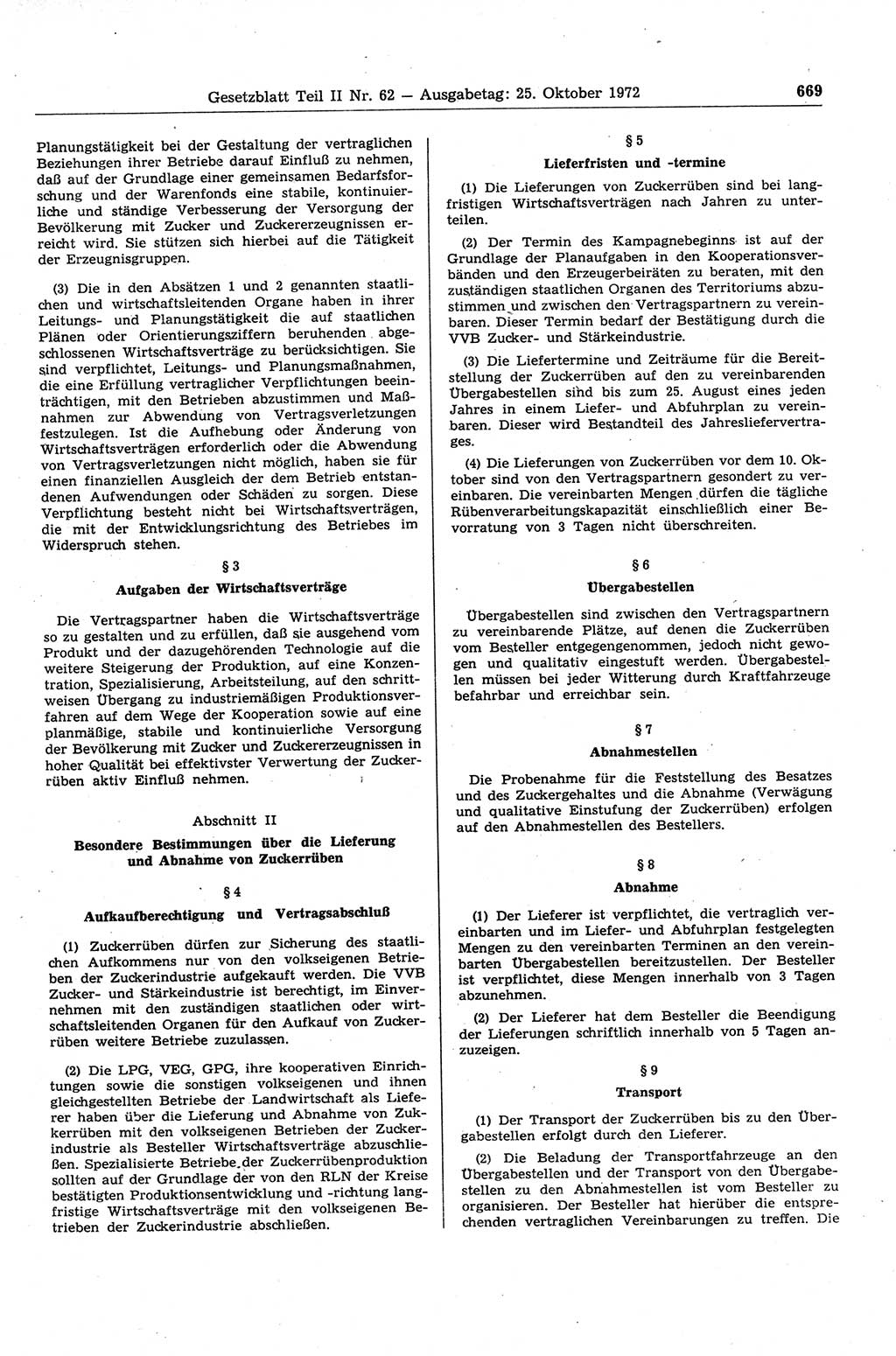 Gesetzblatt (GBl.) der Deutschen Demokratischen Republik (DDR) Teil ⅠⅠ 1972, Seite 669 (GBl. DDR ⅠⅠ 1972, S. 669)