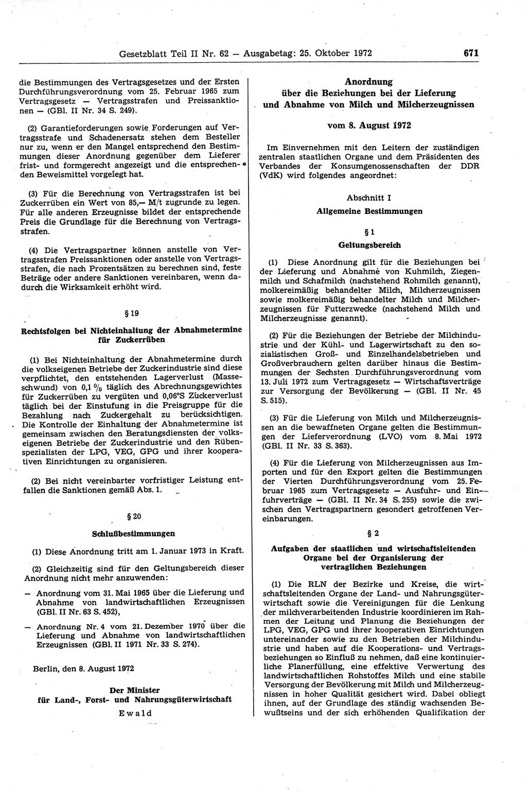 Gesetzblatt (GBl.) der Deutschen Demokratischen Republik (DDR) Teil ⅠⅠ 1972, Seite 671 (GBl. DDR ⅠⅠ 1972, S. 671)