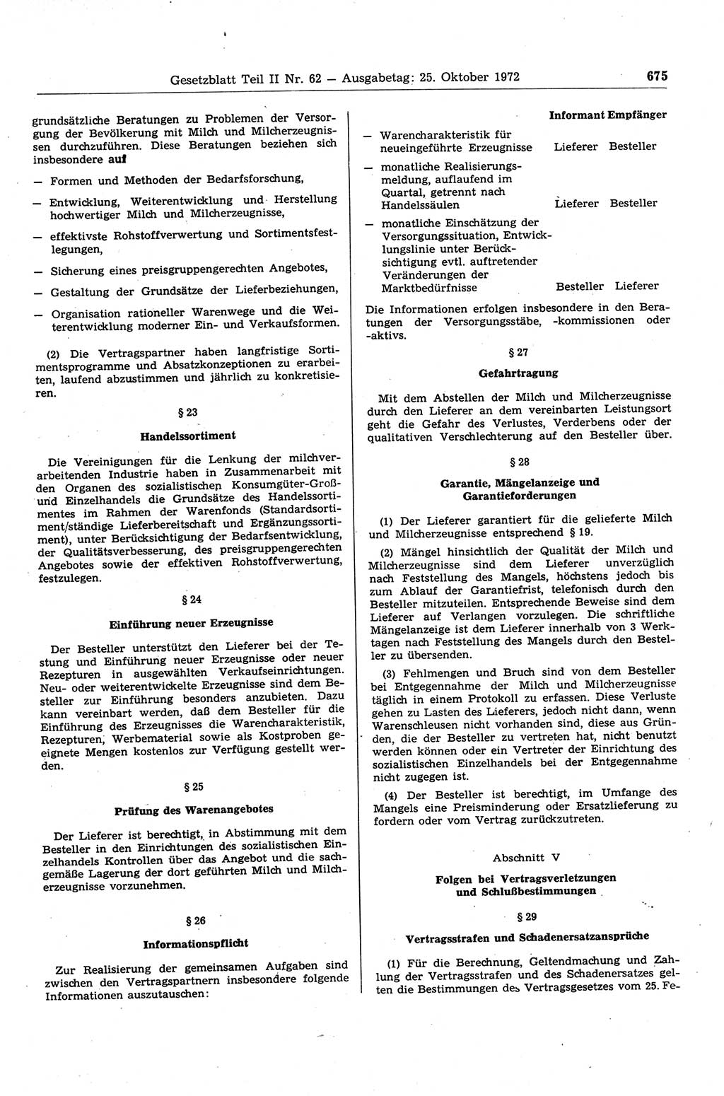 Gesetzblatt (GBl.) der Deutschen Demokratischen Republik (DDR) Teil ⅠⅠ 1972, Seite 675 (GBl. DDR ⅠⅠ 1972, S. 675)