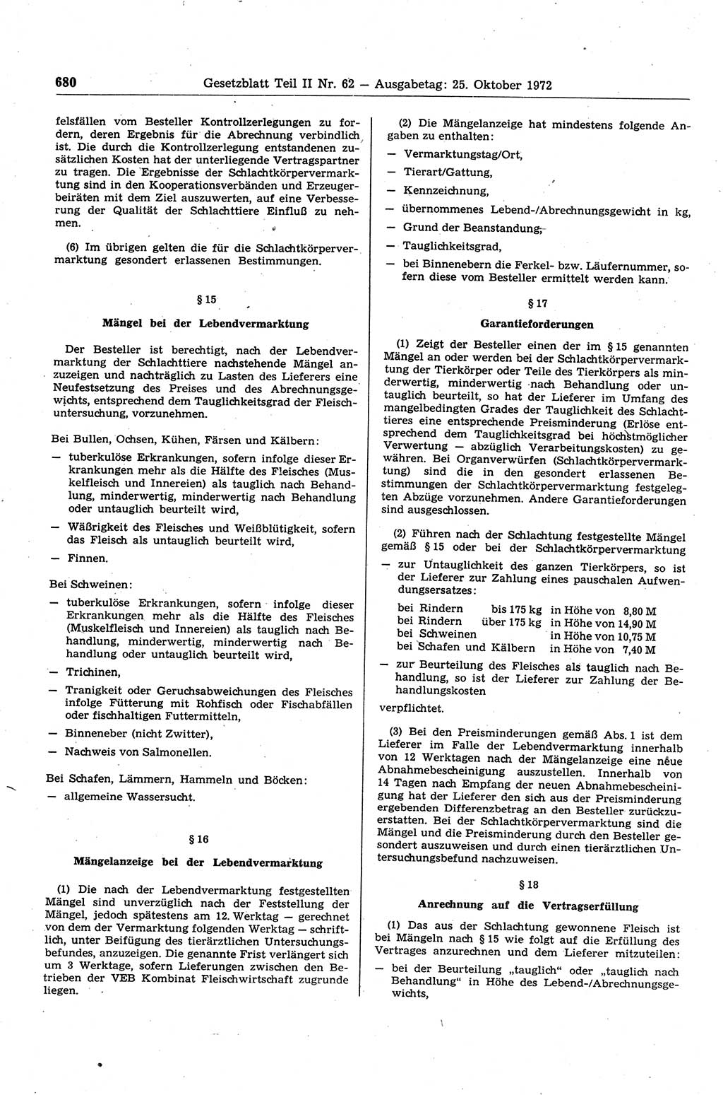 Gesetzblatt (GBl.) der Deutschen Demokratischen Republik (DDR) Teil ⅠⅠ 1972, Seite 680 (GBl. DDR ⅠⅠ 1972, S. 680)
