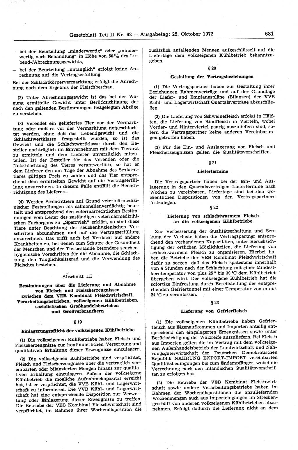 Gesetzblatt (GBl.) der Deutschen Demokratischen Republik (DDR) Teil ⅠⅠ 1972, Seite 681 (GBl. DDR ⅠⅠ 1972, S. 681)