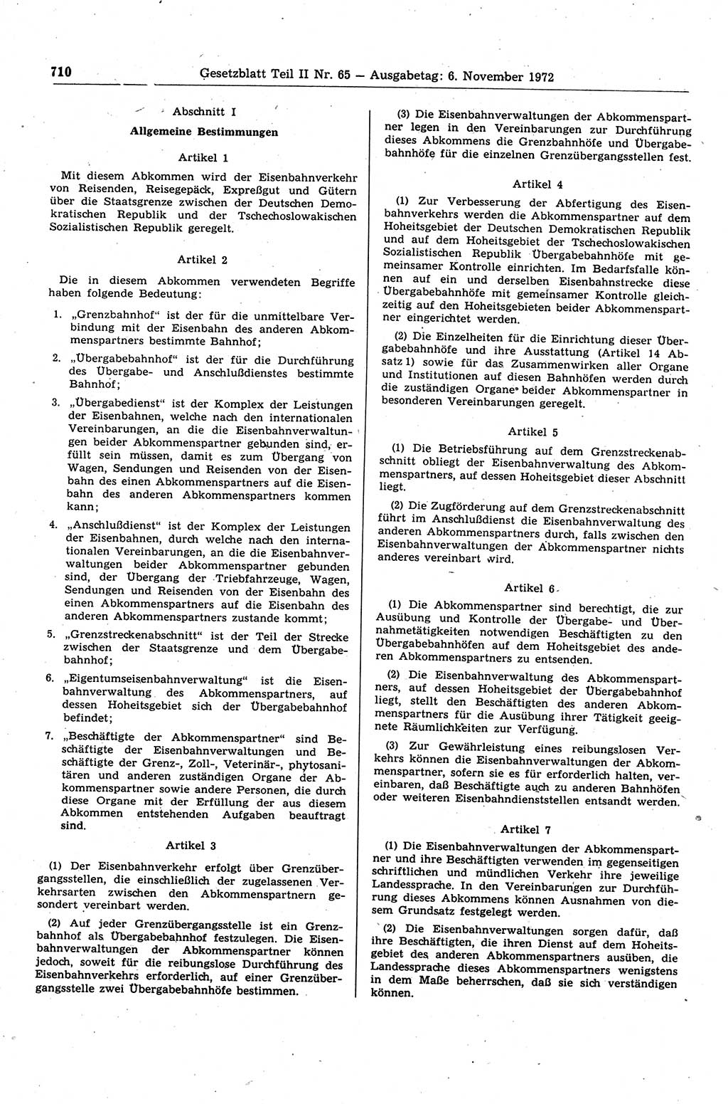 Gesetzblatt (GBl.) der Deutschen Demokratischen Republik (DDR) Teil ⅠⅠ 1972, Seite 710 (GBl. DDR ⅠⅠ 1972, S. 710)