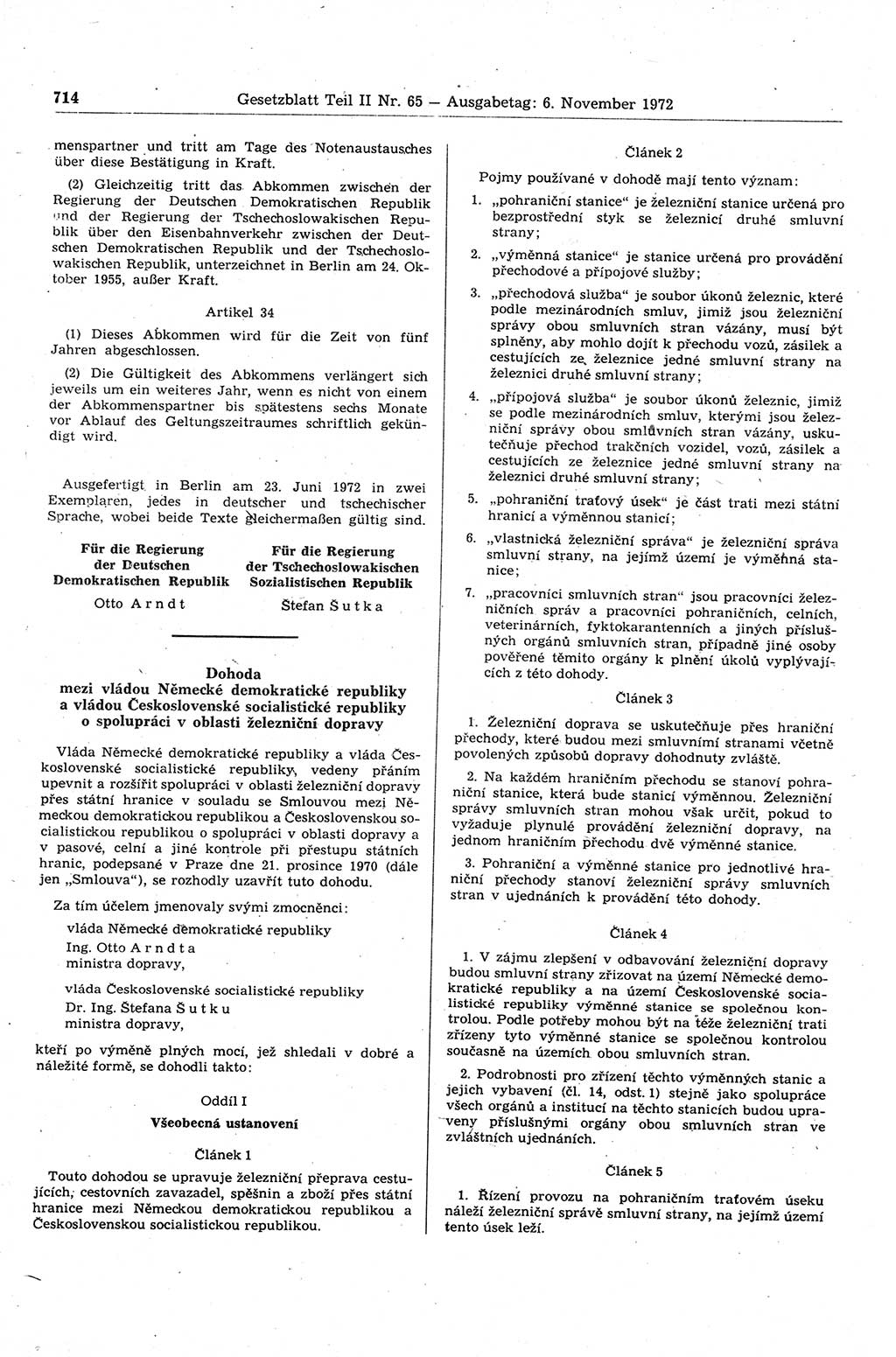 Gesetzblatt (GBl.) der Deutschen Demokratischen Republik (DDR) Teil ⅠⅠ 1972, Seite 714 (GBl. DDR ⅠⅠ 1972, S. 714)