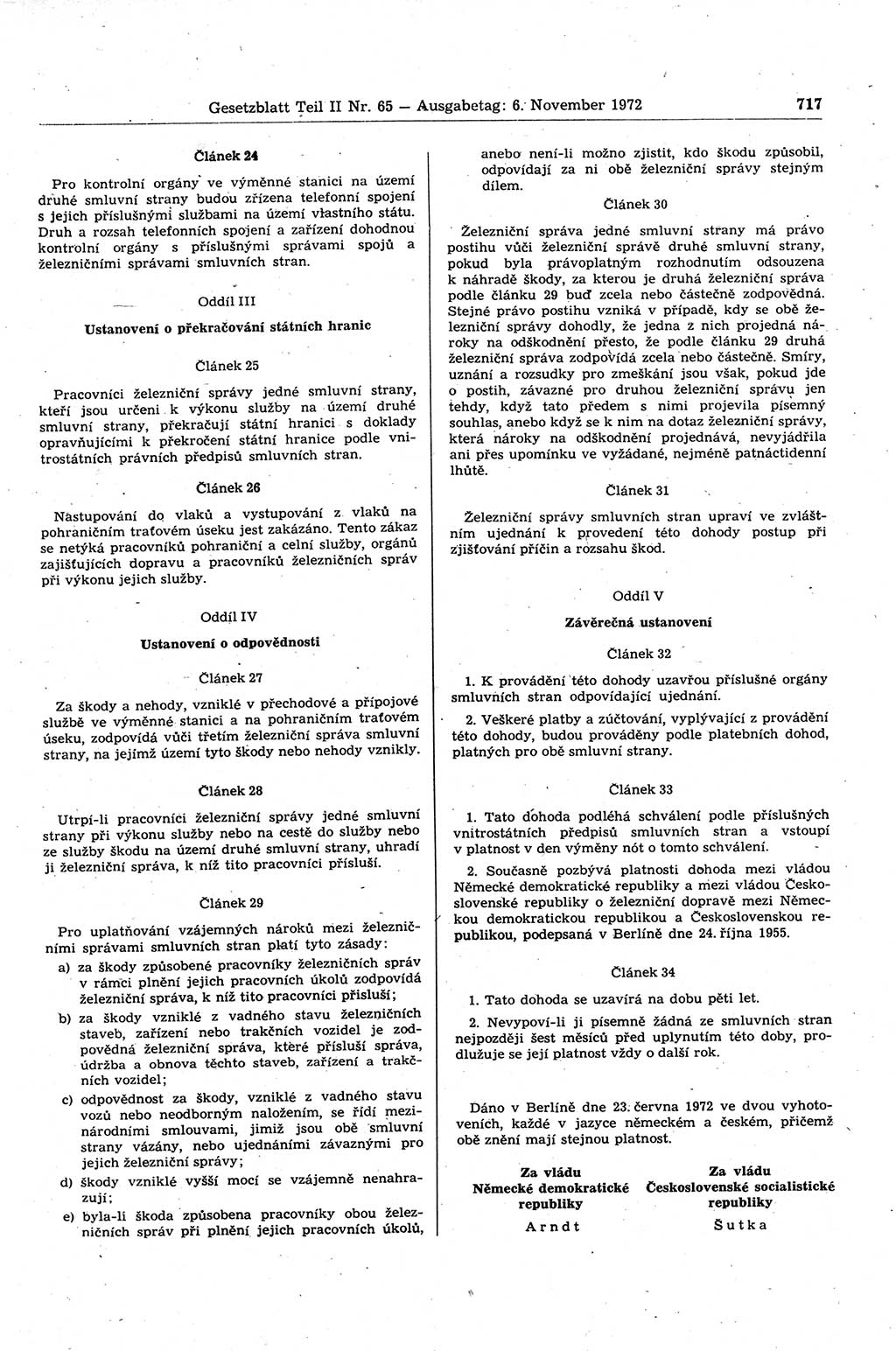 Gesetzblatt (GBl.) der Deutschen Demokratischen Republik (DDR) Teil ⅠⅠ 1972, Seite 717 (GBl. DDR ⅠⅠ 1972, S. 717)