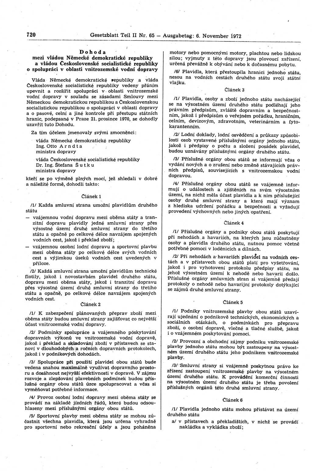 Gesetzblatt (GBl.) der Deutschen Demokratischen Republik (DDR) Teil ⅠⅠ 1972, Seite 720 (GBl. DDR ⅠⅠ 1972, S. 720)
