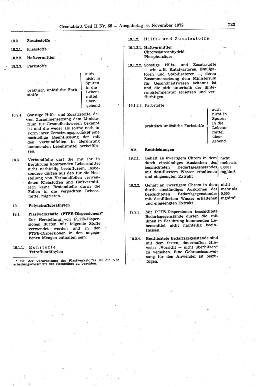 Gesetzblatt (GBl.) der Deutschen Demokratischen Republik (DDR) Teil ⅠⅠ 1972, Seite 723 (GBl. DDR ⅠⅠ 1972, S. 723)