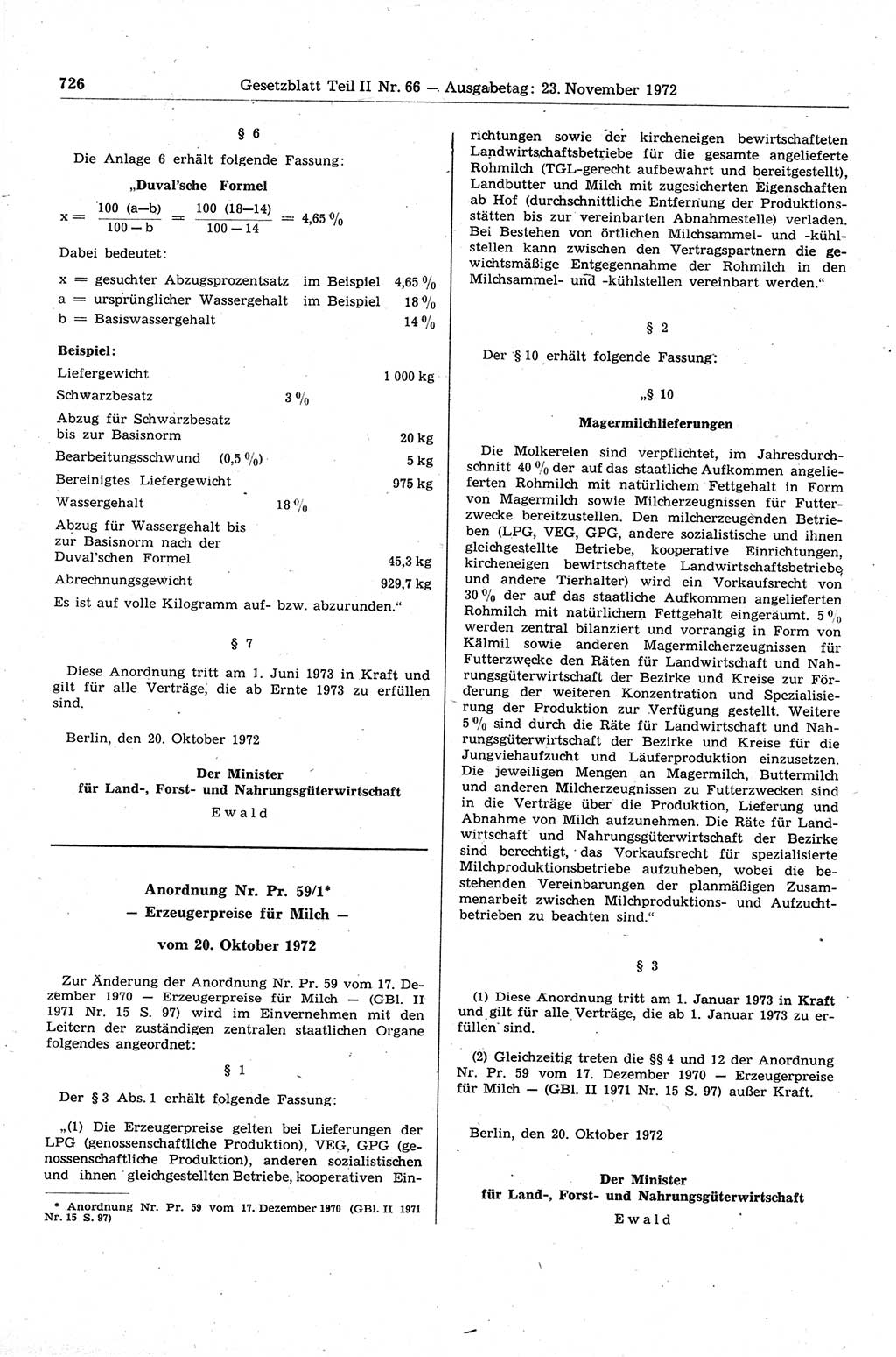 Gesetzblatt (GBl.) der Deutschen Demokratischen Republik (DDR) Teil ⅠⅠ 1972, Seite 726 (GBl. DDR ⅠⅠ 1972, S. 726)