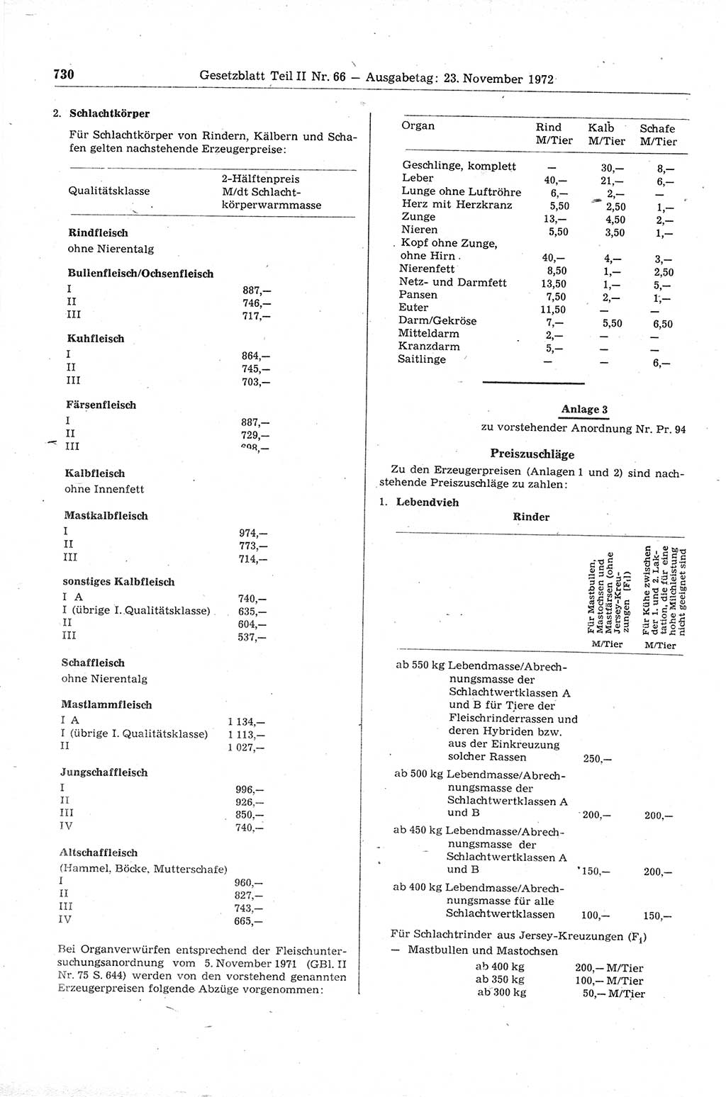 Gesetzblatt (GBl.) der Deutschen Demokratischen Republik (DDR) Teil ⅠⅠ 1972, Seite 730 (GBl. DDR ⅠⅠ 1972, S. 730)