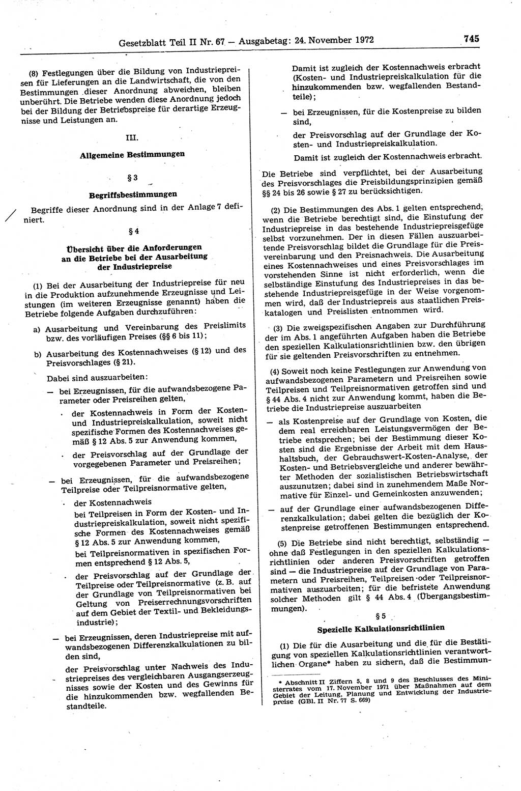 Gesetzblatt (GBl.) der Deutschen Demokratischen Republik (DDR) Teil ⅠⅠ 1972, Seite 745 (GBl. DDR ⅠⅠ 1972, S. 745)