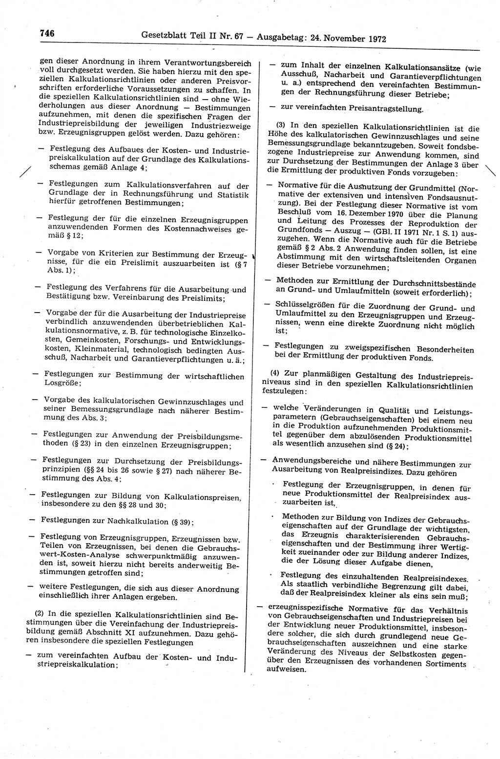 Gesetzblatt (GBl.) der Deutschen Demokratischen Republik (DDR) Teil ⅠⅠ 1972, Seite 746 (GBl. DDR ⅠⅠ 1972, S. 746)