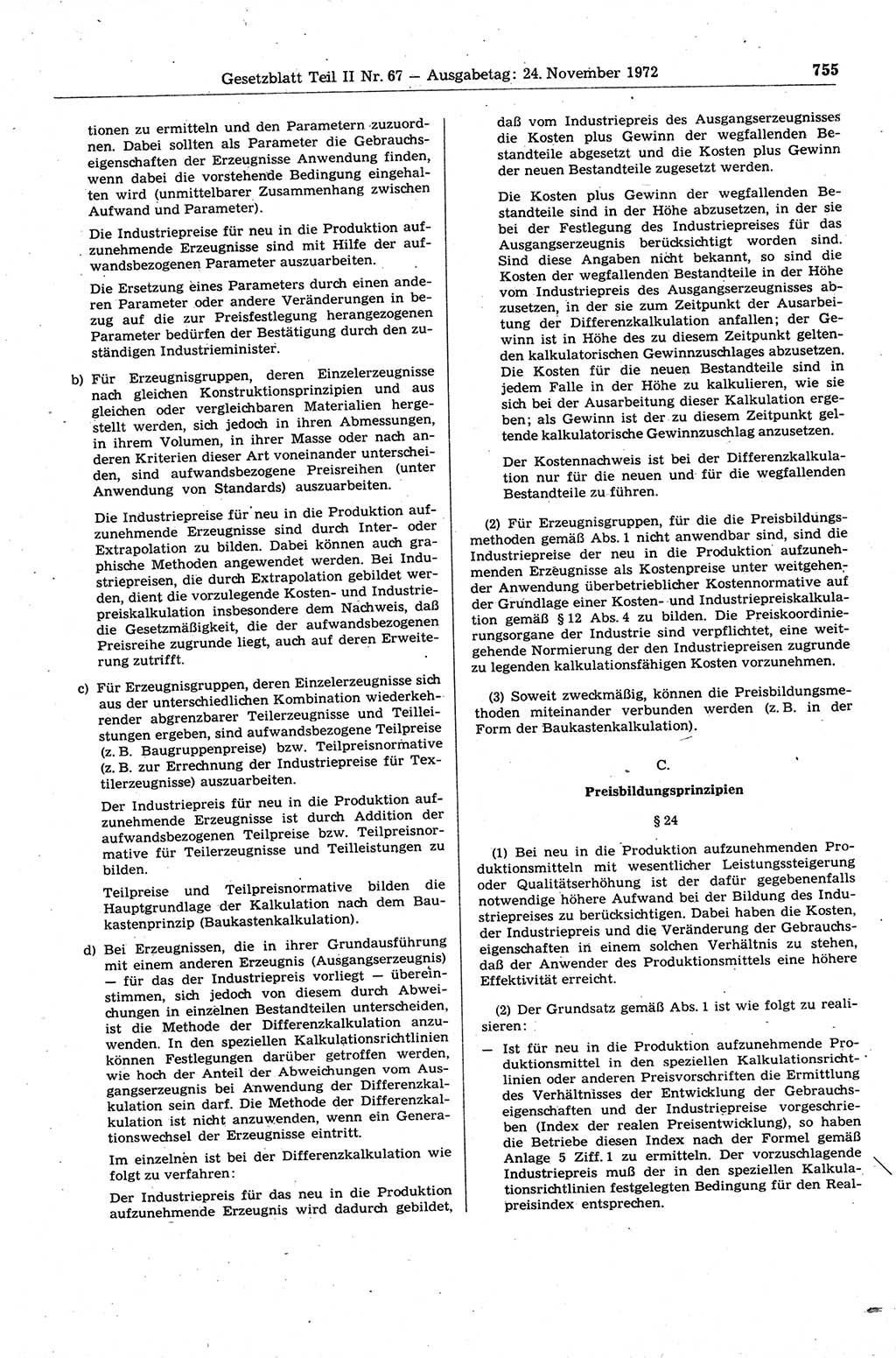 Gesetzblatt (GBl.) der Deutschen Demokratischen Republik (DDR) Teil ⅠⅠ 1972, Seite 755 (GBl. DDR ⅠⅠ 1972, S. 755)