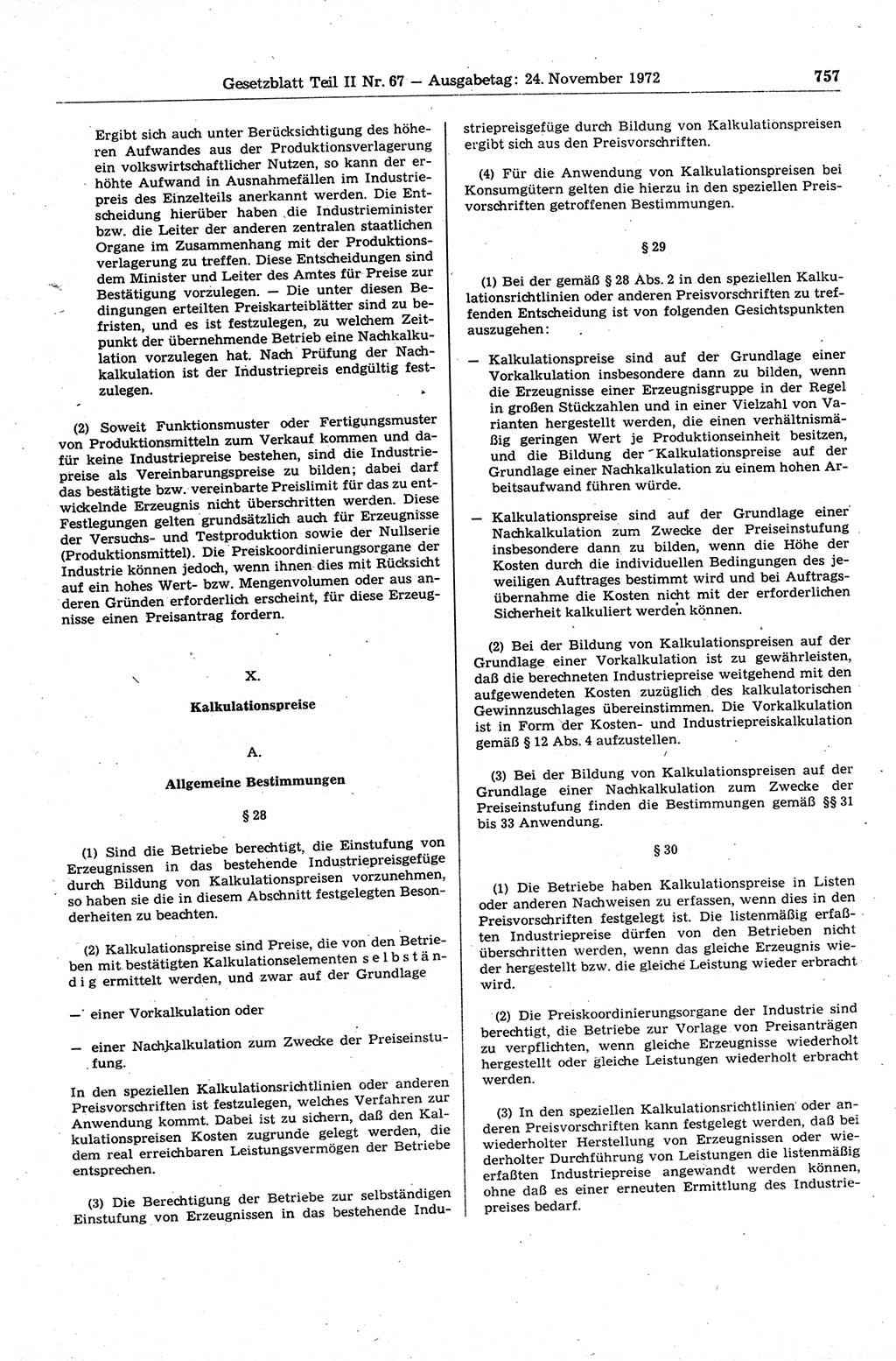 Gesetzblatt (GBl.) der Deutschen Demokratischen Republik (DDR) Teil ⅠⅠ 1972, Seite 757 (GBl. DDR ⅠⅠ 1972, S. 757)