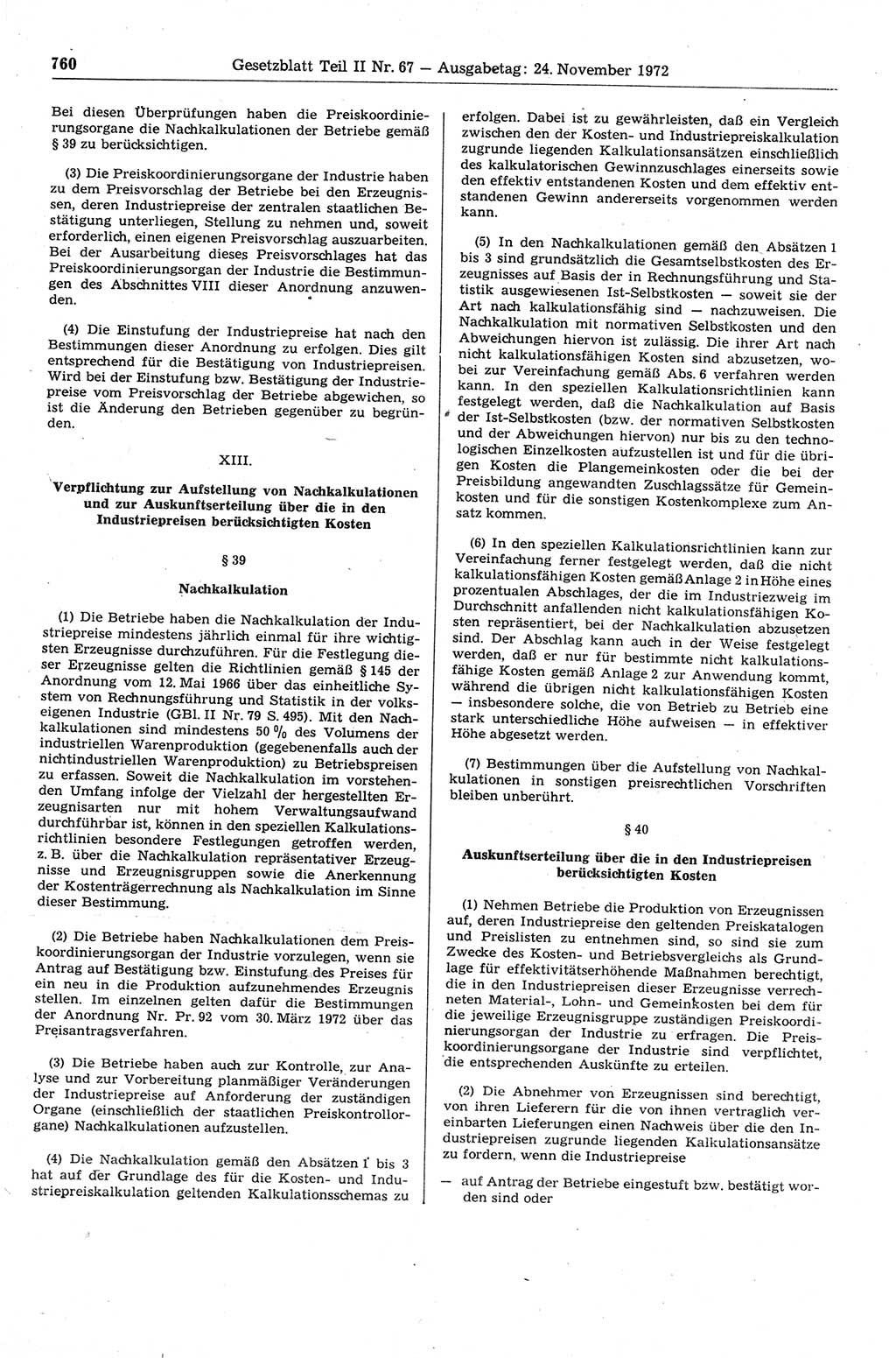 Gesetzblatt (GBl.) der Deutschen Demokratischen Republik (DDR) Teil ⅠⅠ 1972, Seite 760 (GBl. DDR ⅠⅠ 1972, S. 760)