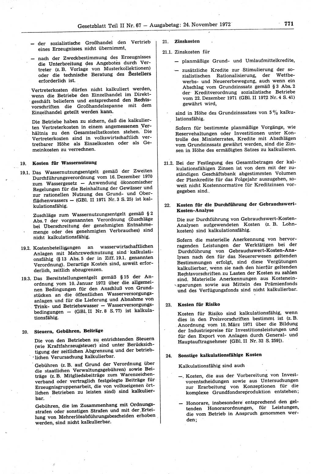 Gesetzblatt (GBl.) der Deutschen Demokratischen Republik (DDR) Teil ⅠⅠ 1972, Seite 771 (GBl. DDR ⅠⅠ 1972, S. 771)