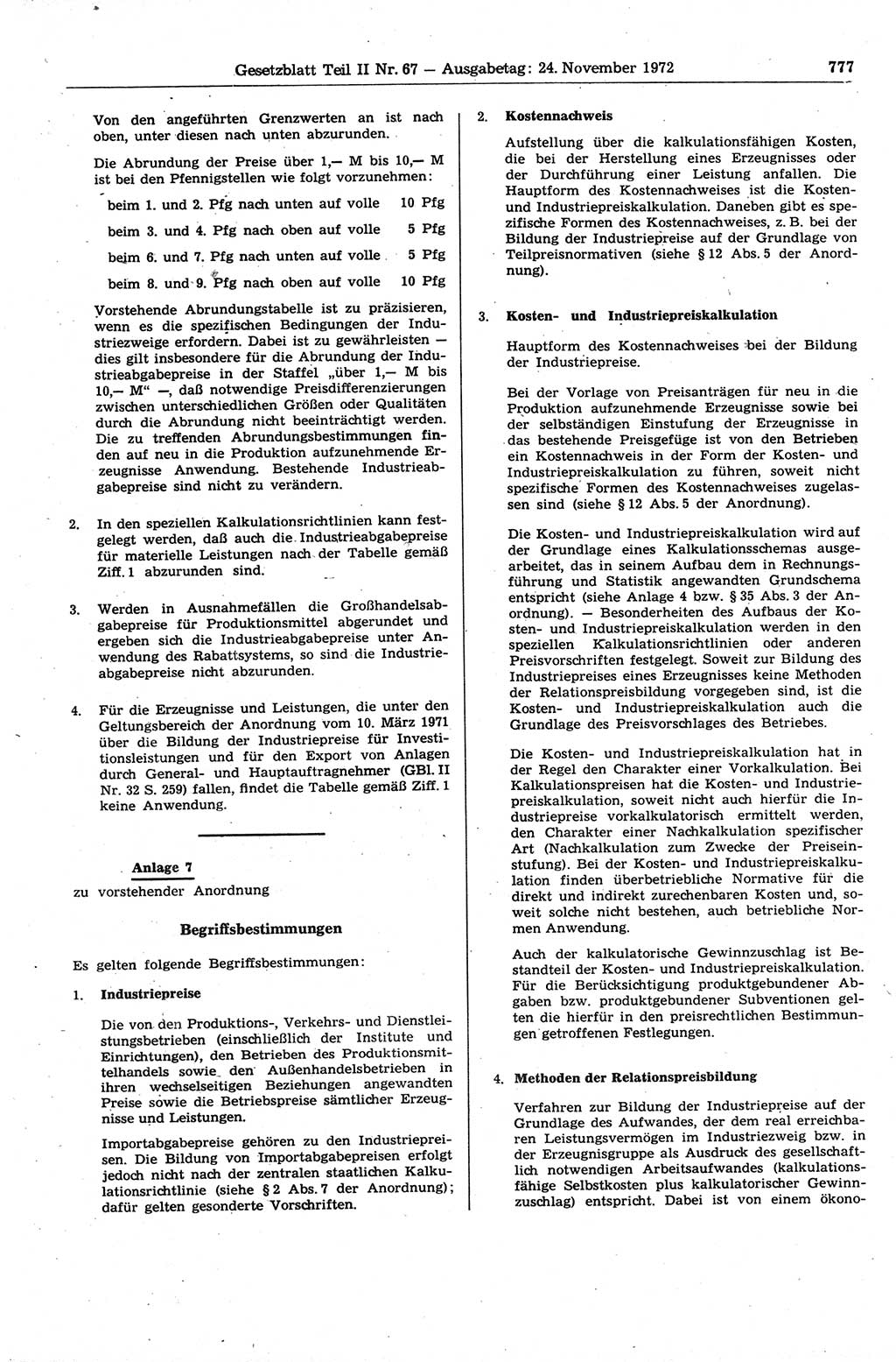 Gesetzblatt (GBl.) der Deutschen Demokratischen Republik (DDR) Teil ⅠⅠ 1972, Seite 777 (GBl. DDR ⅠⅠ 1972, S. 777)