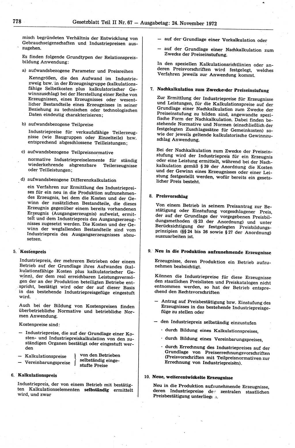 Gesetzblatt (GBl.) der Deutschen Demokratischen Republik (DDR) Teil ⅠⅠ 1972, Seite 778 (GBl. DDR ⅠⅠ 1972, S. 778)