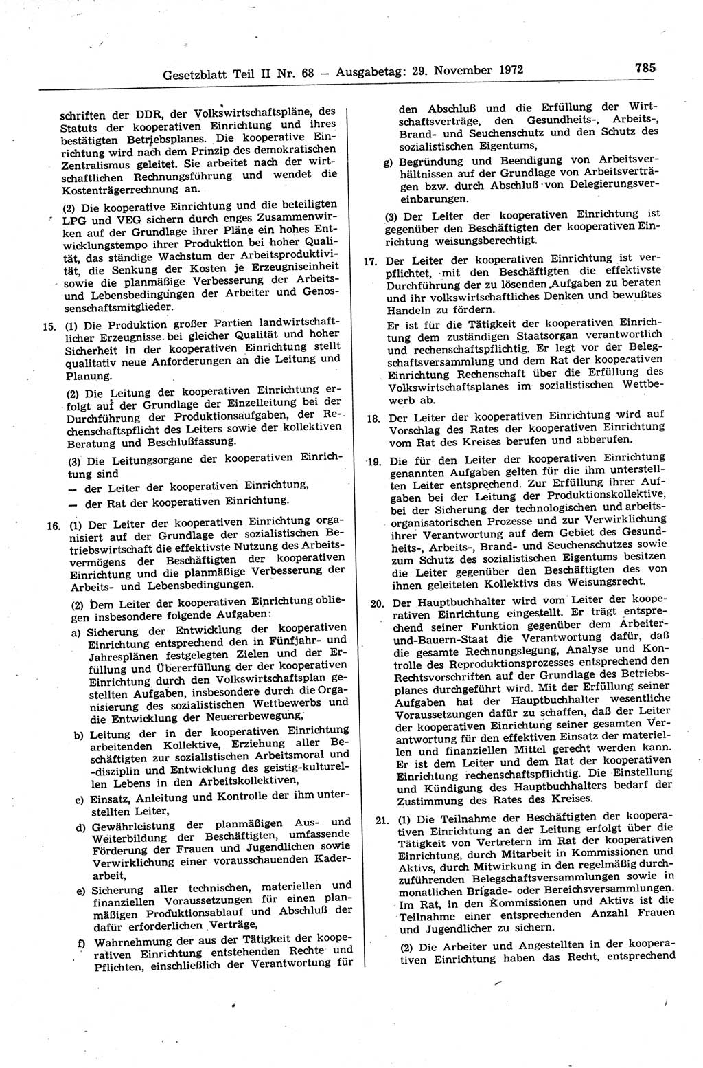 Gesetzblatt (GBl.) der Deutschen Demokratischen Republik (DDR) Teil ⅠⅠ 1972, Seite 785 (GBl. DDR ⅠⅠ 1972, S. 785)