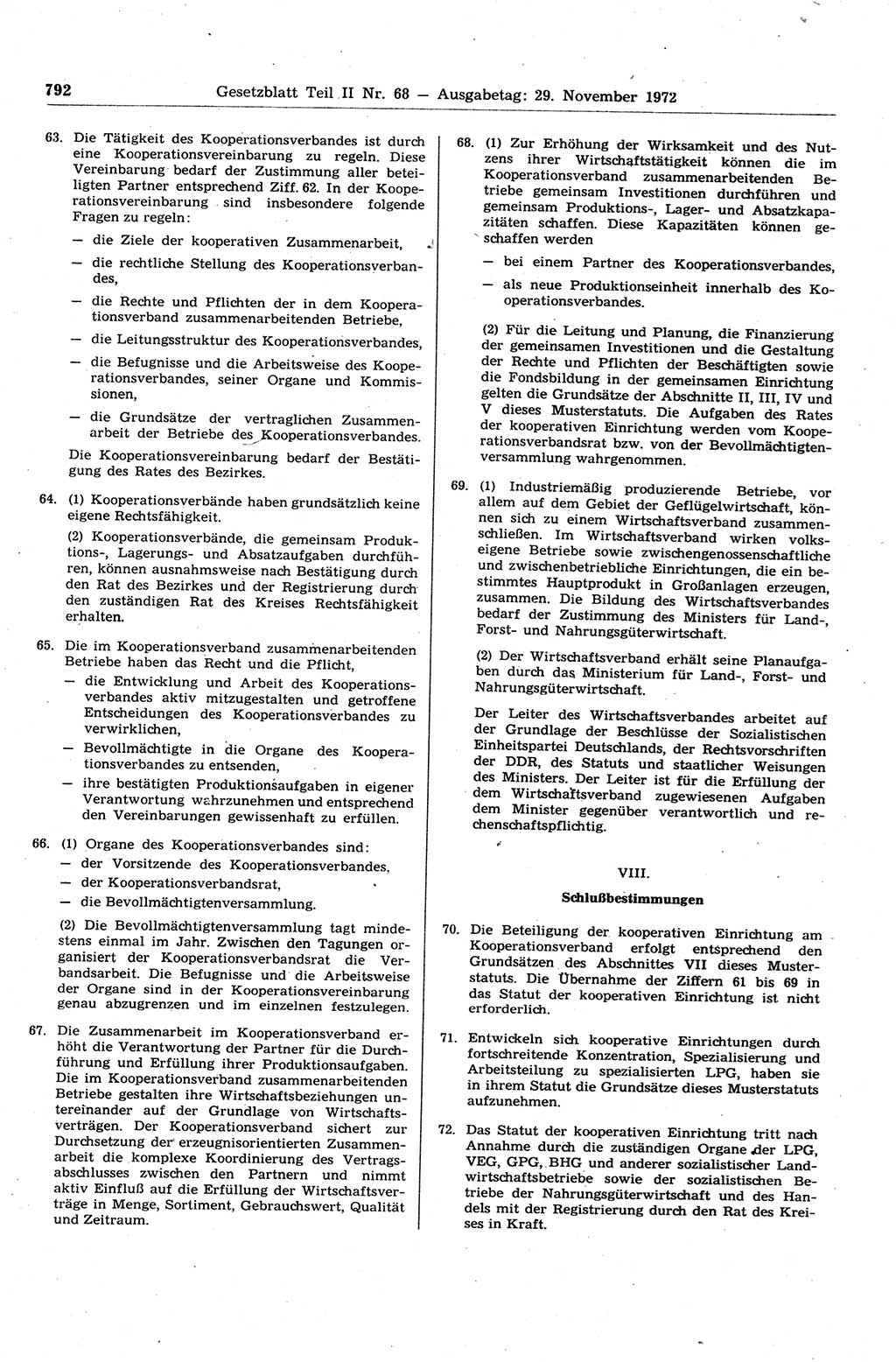 Gesetzblatt (GBl.) der Deutschen Demokratischen Republik (DDR) Teil ⅠⅠ 1972, Seite 792 (GBl. DDR ⅠⅠ 1972, S. 792)
