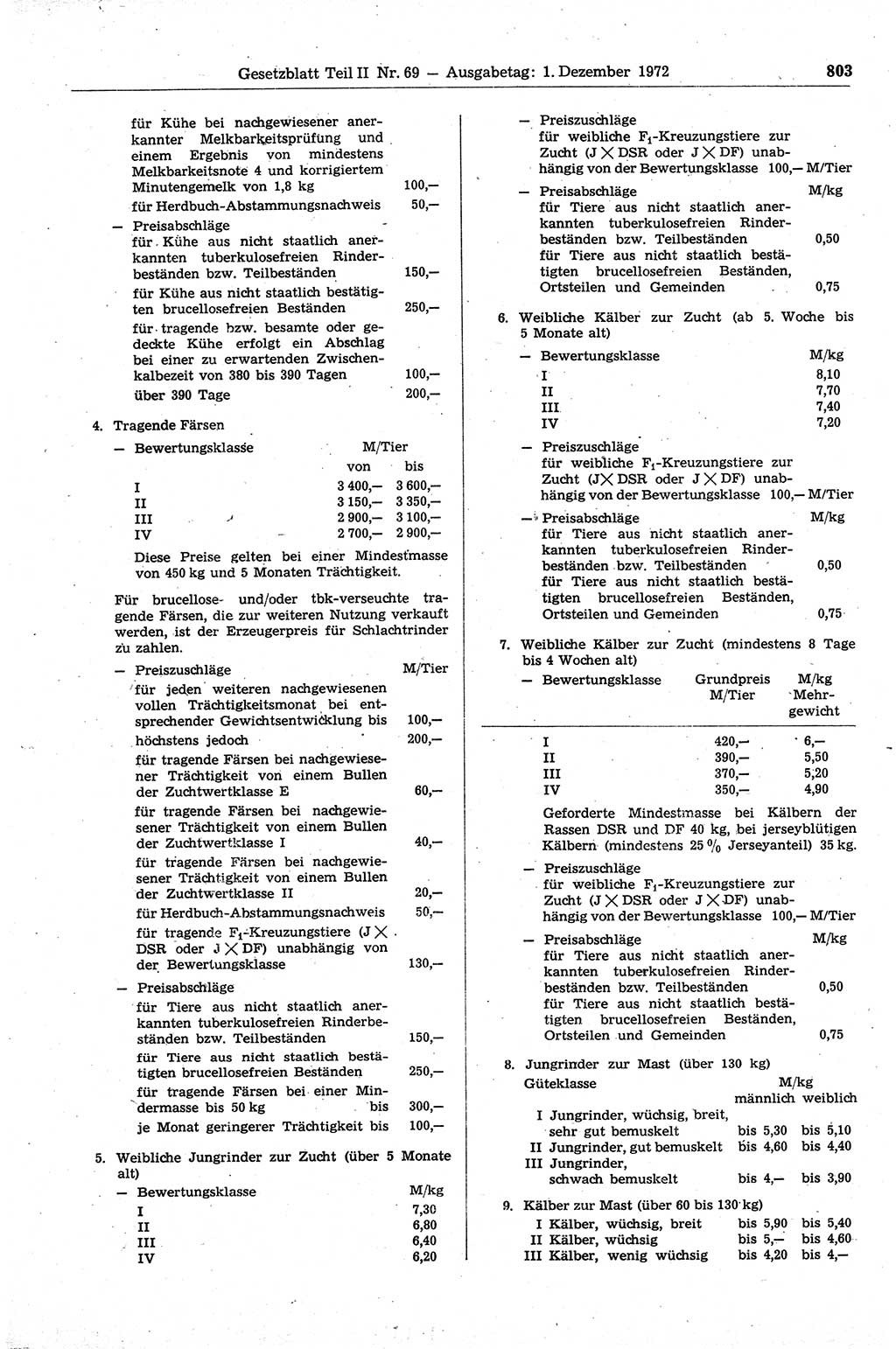 Gesetzblatt (GBl.) der Deutschen Demokratischen Republik (DDR) Teil ⅠⅠ 1972, Seite 803 (GBl. DDR ⅠⅠ 1972, S. 803)