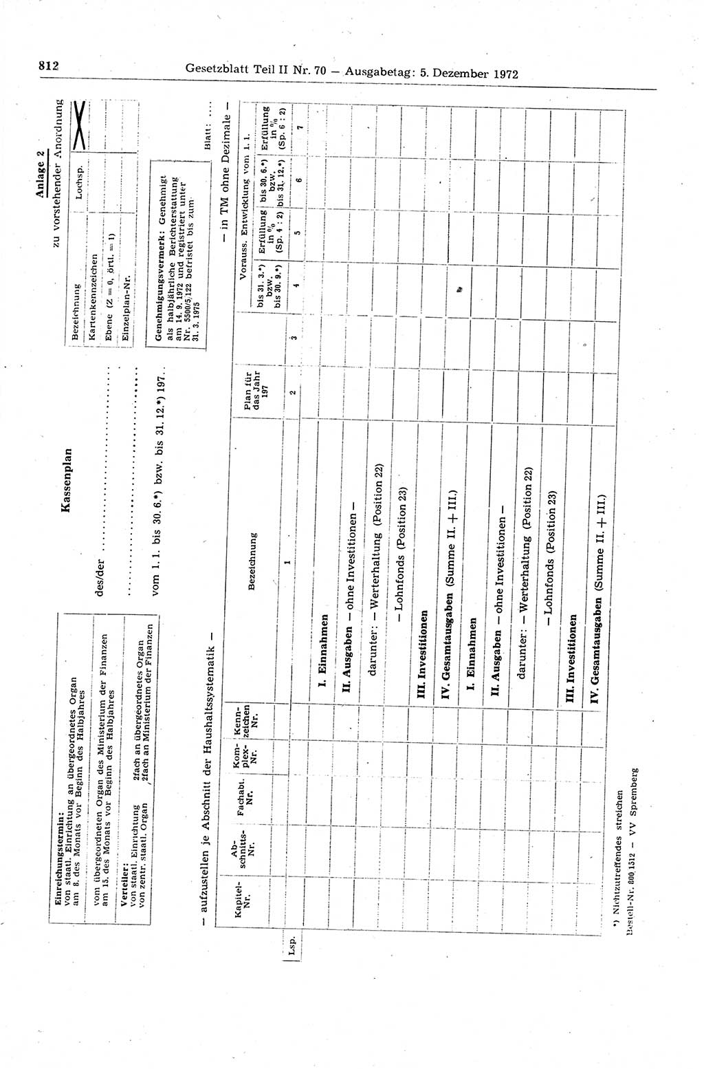 Gesetzblatt (GBl.) der Deutschen Demokratischen Republik (DDR) Teil ⅠⅠ 1972, Seite 812 (GBl. DDR ⅠⅠ 1972, S. 812)