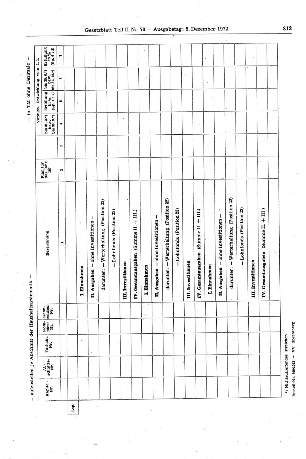 Gesetzblatt (GBl.) der Deutschen Demokratischen Republik (DDR) Teil ⅠⅠ 1972, Seite 813 (GBl. DDR ⅠⅠ 1972, S. 813)