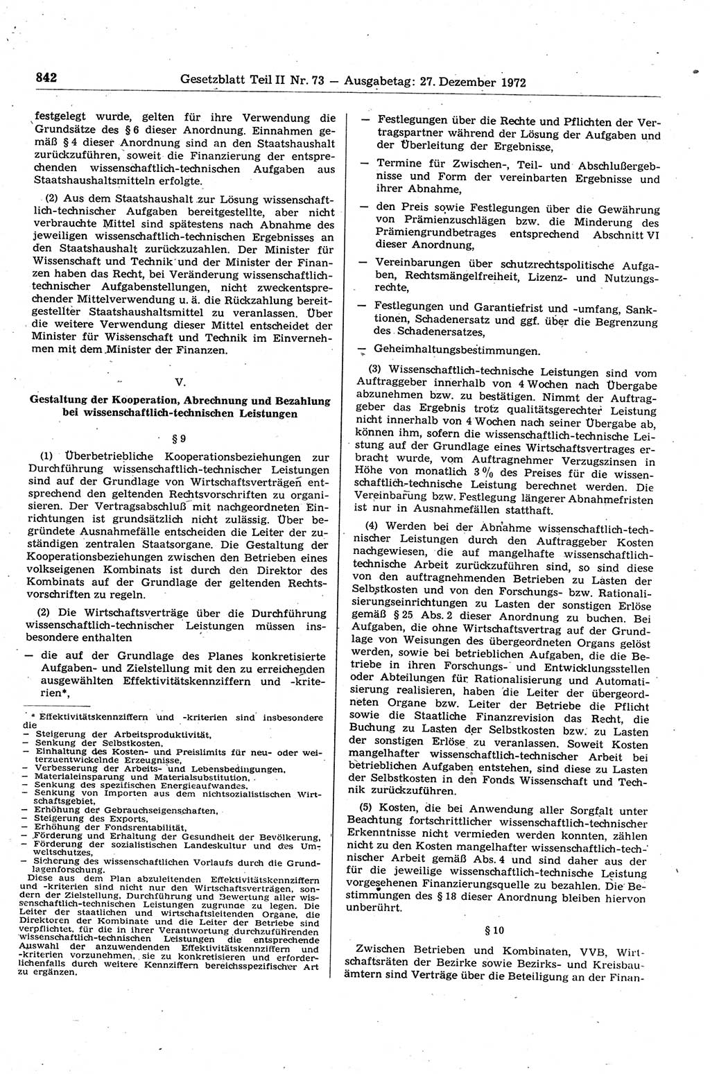 Gesetzblatt (GBl.) der Deutschen Demokratischen Republik (DDR) Teil ⅠⅠ 1972, Seite 842 (GBl. DDR ⅠⅠ 1972, S. 842)