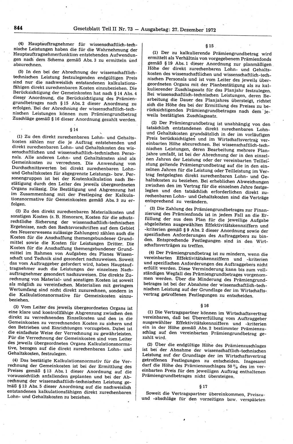Gesetzblatt (GBl.) der Deutschen Demokratischen Republik (DDR) Teil ⅠⅠ 1972, Seite 844 (GBl. DDR ⅠⅠ 1972, S. 844)