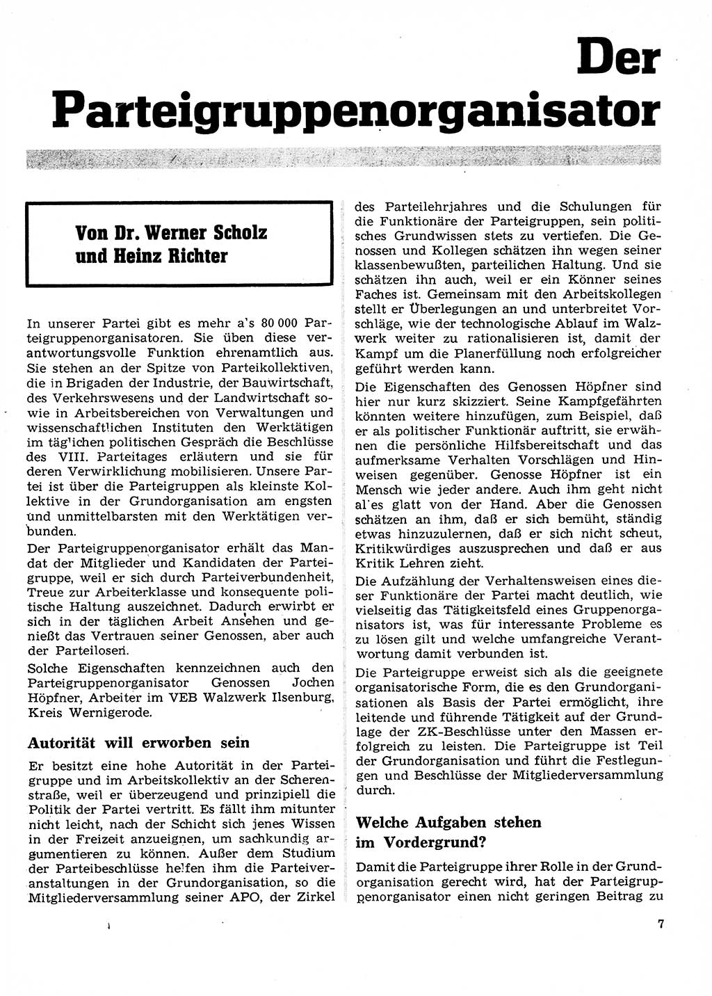 Neuer Weg (NW), Organ des Zentralkomitees (ZK) der SED (Sozialistische Einheitspartei Deutschlands) für Fragen des Parteilebens, 27. Jahrgang [Deutsche Demokratische Republik (DDR)] 1972, Seite 7 (NW ZK SED DDR 1972, S. 7)