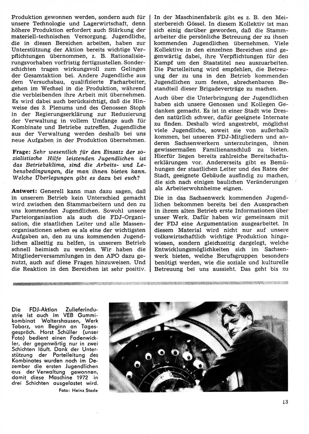 Neuer Weg (NW), Organ des Zentralkomitees (ZK) der SED (Sozialistische Einheitspartei Deutschlands) für Fragen des Parteilebens, 27. Jahrgang [Deutsche Demokratische Republik (DDR)] 1972, Seite 13 (NW ZK SED DDR 1972, S. 13)