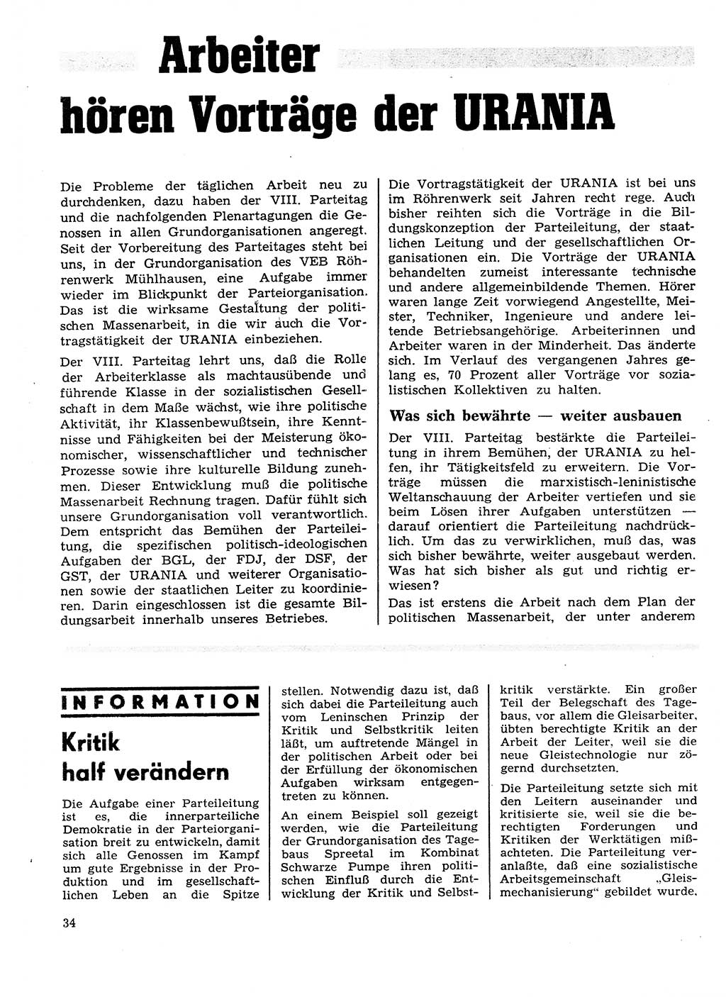 Neuer Weg (NW), Organ des Zentralkomitees (ZK) der SED (Sozialistische Einheitspartei Deutschlands) für Fragen des Parteilebens, 27. Jahrgang [Deutsche Demokratische Republik (DDR)] 1972, Seite 34 (NW ZK SED DDR 1972, S. 34)