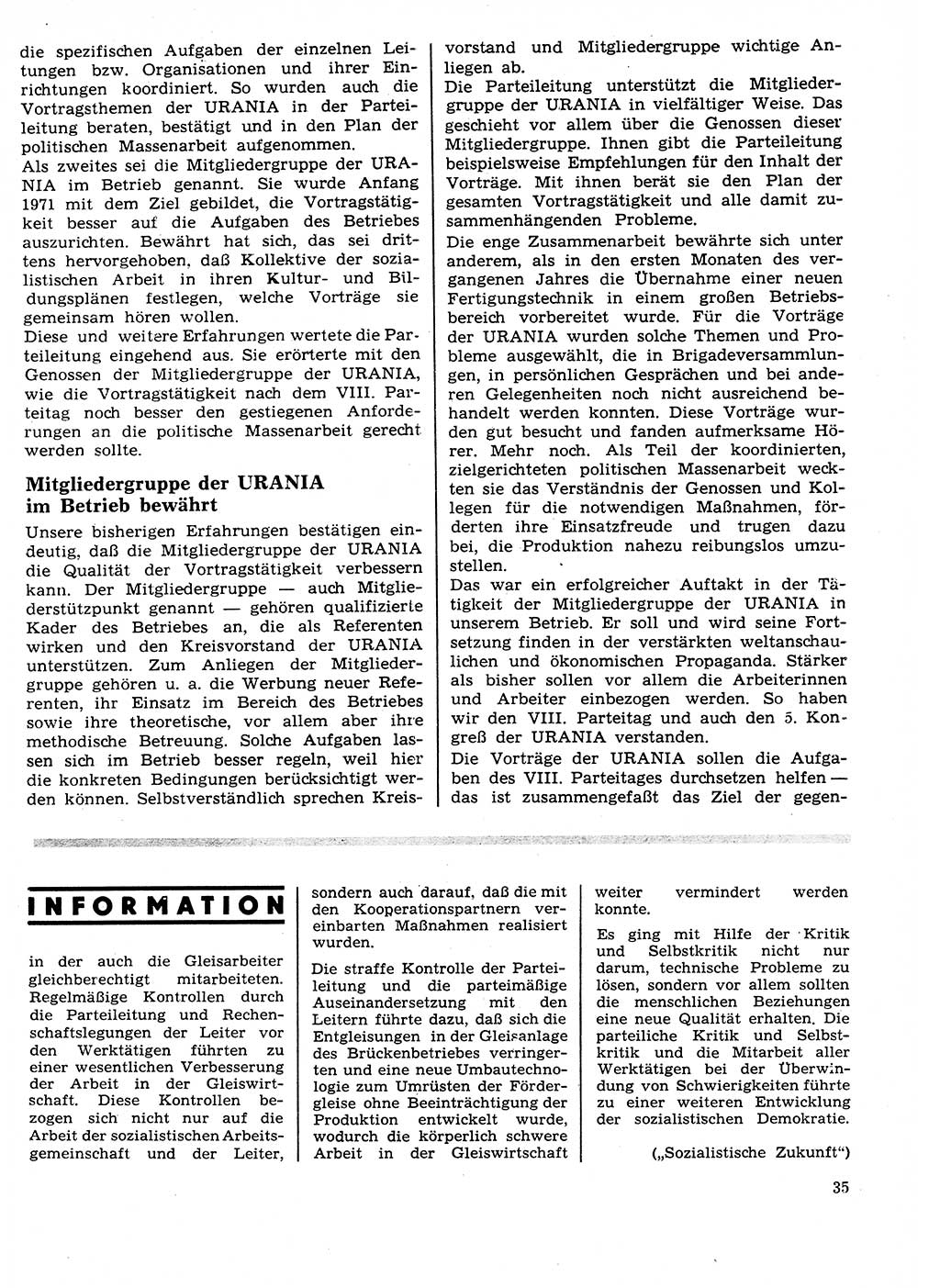 Neuer Weg (NW), Organ des Zentralkomitees (ZK) der SED (Sozialistische Einheitspartei Deutschlands) für Fragen des Parteilebens, 27. Jahrgang [Deutsche Demokratische Republik (DDR)] 1972, Seite 35 (NW ZK SED DDR 1972, S. 35)