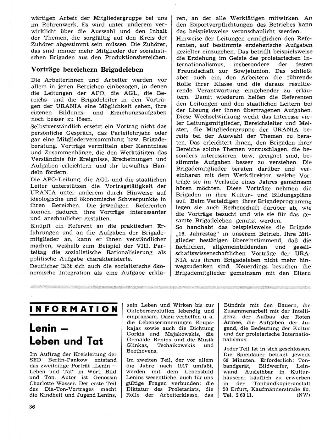 Neuer Weg (NW), Organ des Zentralkomitees (ZK) der SED (Sozialistische Einheitspartei Deutschlands) für Fragen des Parteilebens, 27. Jahrgang [Deutsche Demokratische Republik (DDR)] 1972, Seite 36 (NW ZK SED DDR 1972, S. 36)