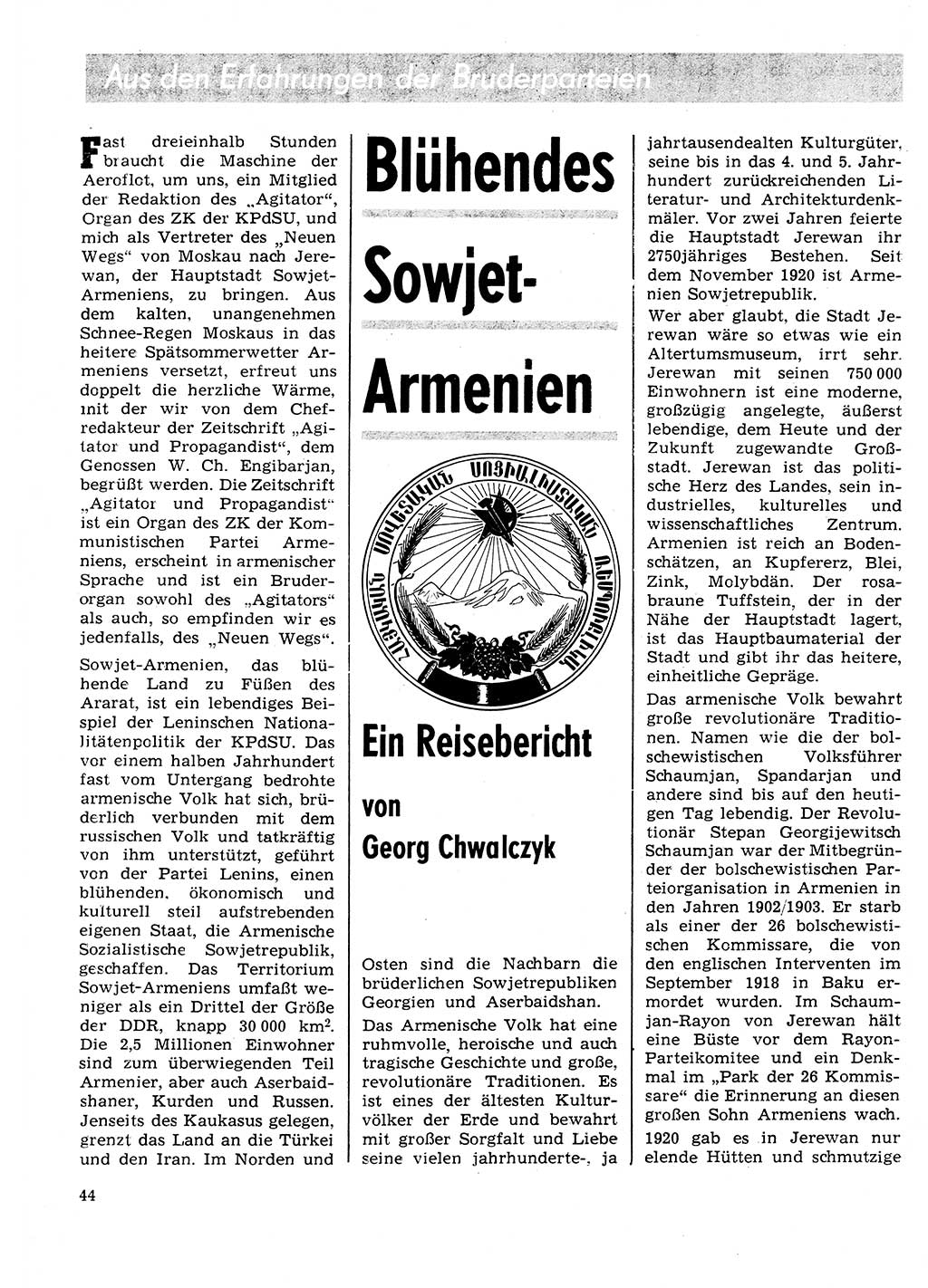 Neuer Weg (NW), Organ des Zentralkomitees (ZK) der SED (Sozialistische Einheitspartei Deutschlands) für Fragen des Parteilebens, 27. Jahrgang [Deutsche Demokratische Republik (DDR)] 1972, Seite 44 (NW ZK SED DDR 1972, S. 44)