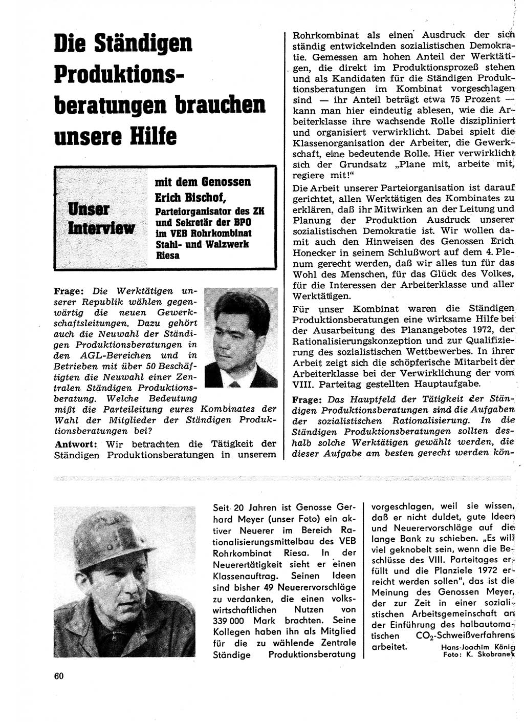 Neuer Weg (NW), Organ des Zentralkomitees (ZK) der SED (Sozialistische Einheitspartei Deutschlands) für Fragen des Parteilebens, 27. Jahrgang [Deutsche Demokratische Republik (DDR)] 1972, Seite 60 (NW ZK SED DDR 1972, S. 60)