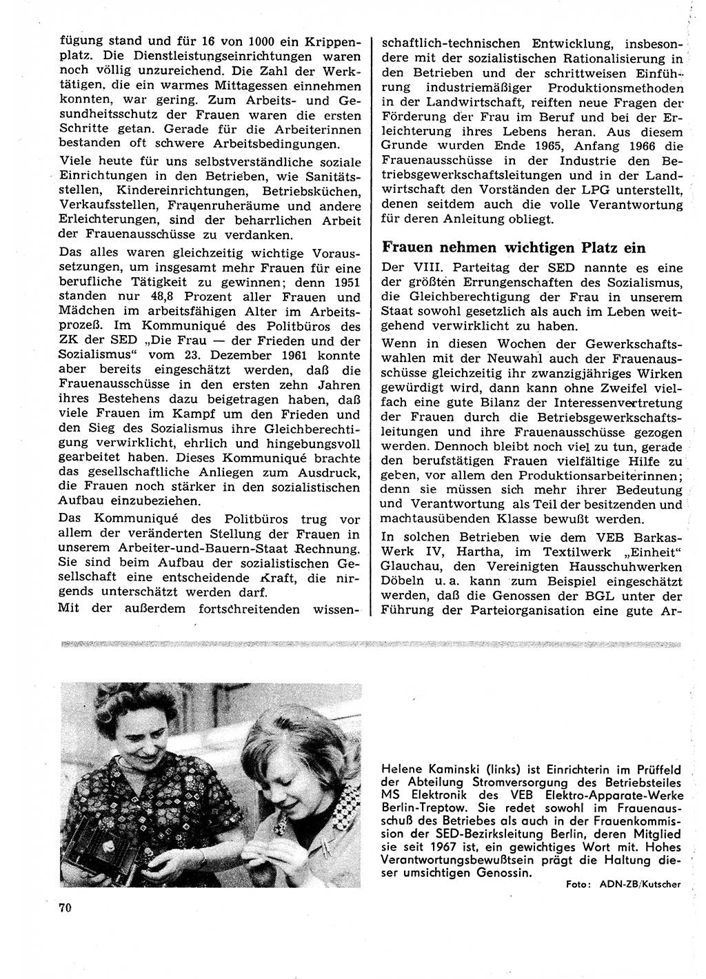 Neuer Weg (NW), Organ des Zentralkomitees (ZK) der SED (Sozialistische Einheitspartei Deutschlands) für Fragen des Parteilebens, 27. Jahrgang [Deutsche Demokratische Republik (DDR)] 1972, Seite 70 (NW ZK SED DDR 1972, S. 70)