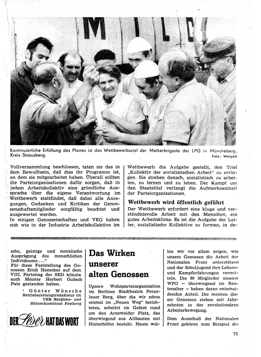 Neuer Weg (NW), Organ des Zentralkomitees (ZK) der SED (Sozialistische Einheitspartei Deutschlands) für Fragen des Parteilebens, 27. Jahrgang [Deutsche Demokratische Republik (DDR)] 1972, Seite 75 (NW ZK SED DDR 1972, S. 75)