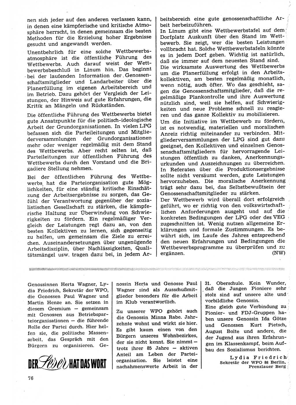 Neuer Weg (NW), Organ des Zentralkomitees (ZK) der SED (Sozialistische Einheitspartei Deutschlands) für Fragen des Parteilebens, 27. Jahrgang [Deutsche Demokratische Republik (DDR)] 1972, Seite 76 (NW ZK SED DDR 1972, S. 76)