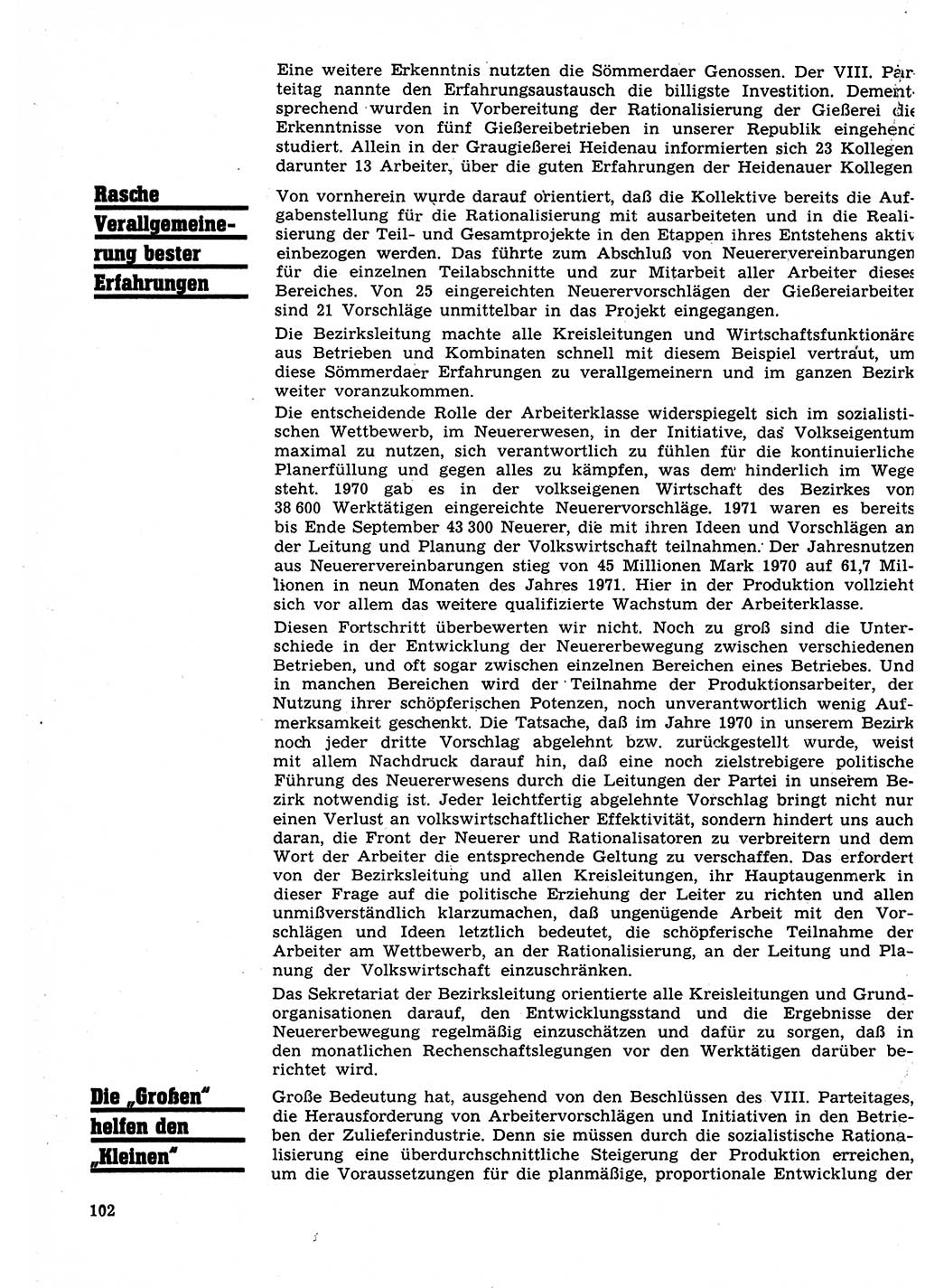 Neuer Weg (NW), Organ des Zentralkomitees (ZK) der SED (Sozialistische Einheitspartei Deutschlands) für Fragen des Parteilebens, 27. Jahrgang [Deutsche Demokratische Republik (DDR)] 1972, Seite 102 (NW ZK SED DDR 1972, S. 102)