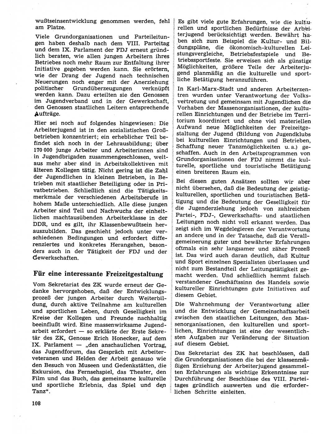 Neuer Weg (NW), Organ des Zentralkomitees (ZK) der SED (Sozialistische Einheitspartei Deutschlands) für Fragen des Parteilebens, 27. Jahrgang [Deutsche Demokratische Republik (DDR)] 1972, Seite 108 (NW ZK SED DDR 1972, S. 108)
