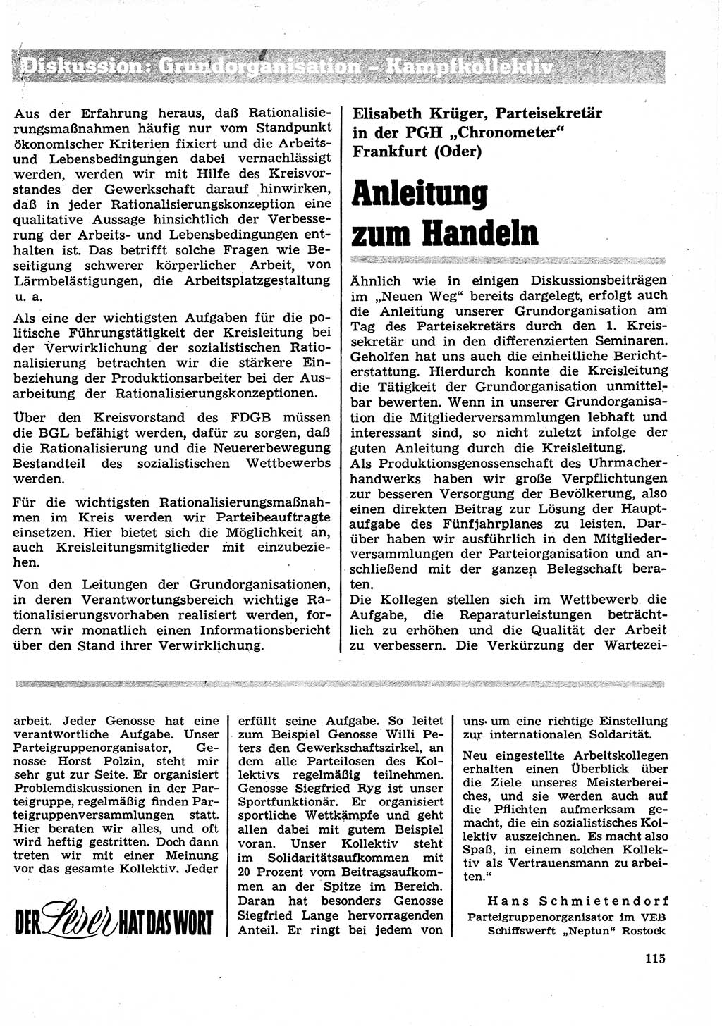 Neuer Weg (NW), Organ des Zentralkomitees (ZK) der SED (Sozialistische Einheitspartei Deutschlands) für Fragen des Parteilebens, 27. Jahrgang [Deutsche Demokratische Republik (DDR)] 1972, Seite 115 (NW ZK SED DDR 1972, S. 115)